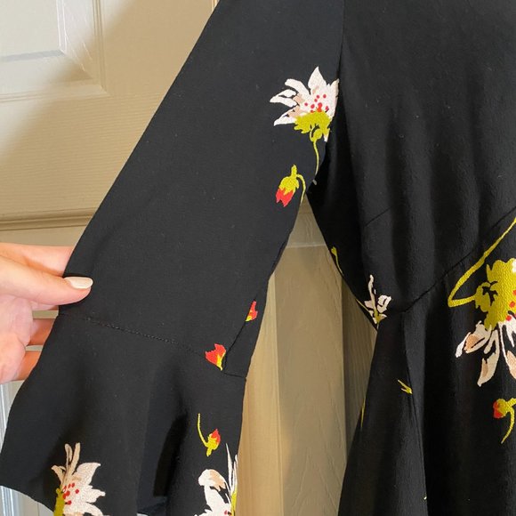 Time On My Side Black Floral Print Wrap Mini Dress - Picture 8 of 8